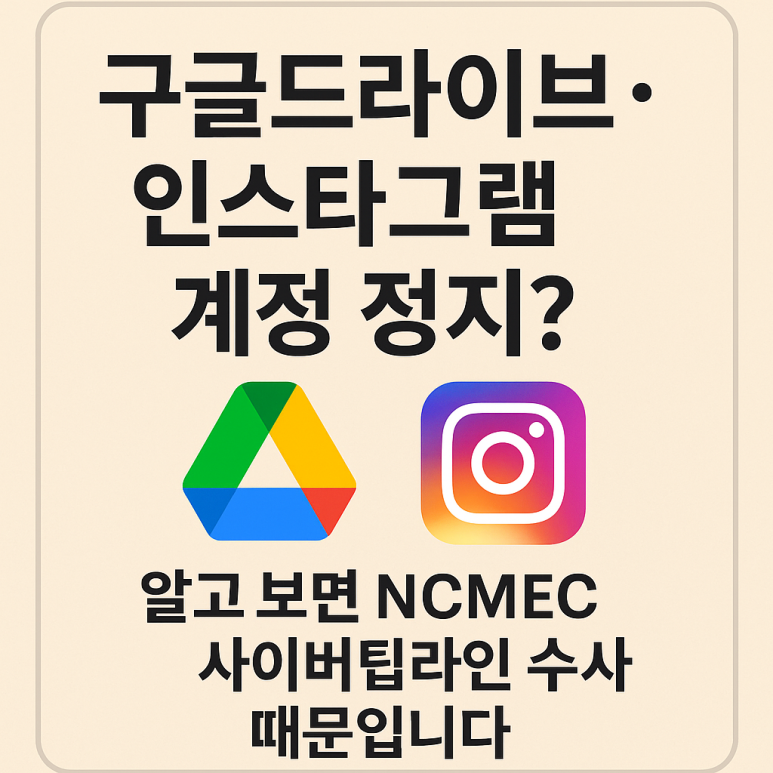 구글드라이브·인스타그램 계정 정지? 알고 보면 NCMEC 사이버팁라인 수사 때문
