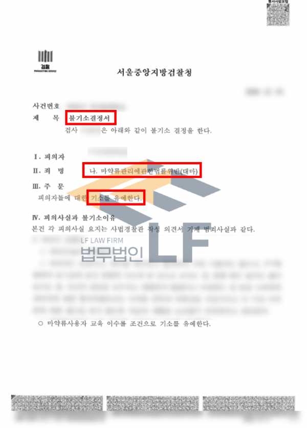 대마 흡연 혐의, 교육이수조건부 기소유예 선처 처분 사례