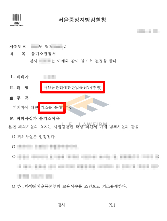 필로폰 투약·수수·매수·소지 혐의, 복합 마약 사건에서 기소유예 처분이 가능했던 이유