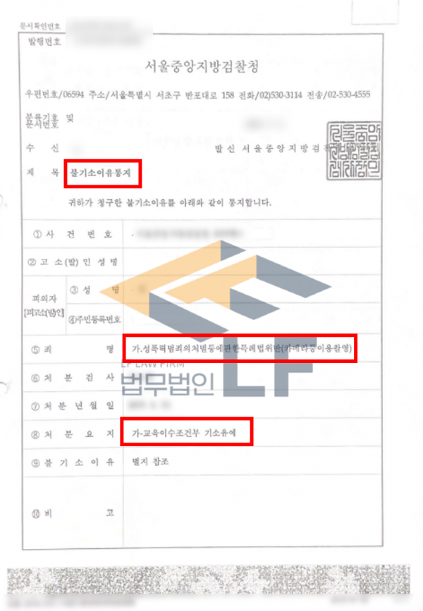 지하철 에스컬레이터 불법촬영, 카메라등이용촬영죄 기소유예 처분